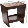 imageCreative CoOp Modern Slatted Solid Wood Stool With Storage Shelf Walnut FinishWalnut Finish