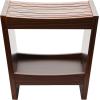 imageCreative CoOp Modern Slatted Solid Wood Stool With Storage Shelf Walnut FinishWalnut Finish