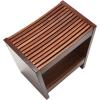 imageCreative CoOp Modern Slatted Solid Wood Stool With Storage Shelf Walnut FinishWalnut Finish