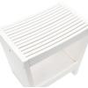 imageCreative CoOp Modern Slatted Solid Wood Stool With Storage Shelf Walnut FinishWhite