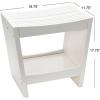 imageCreative CoOp Modern Slatted Solid Wood Stool With Storage Shelf Walnut FinishWhite