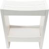 imageCreative CoOp Modern Slatted Solid Wood Stool With Storage Shelf Walnut FinishWhite