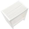 imageCreative CoOp Modern Slatted Solid Wood Stool With Storage Shelf Walnut FinishWhite
