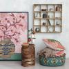 imageCreative CoOp Round Mango Wood Carved Line Stool Table Natural