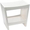 imageCreative CoOp Modern Slatted Solid Wood Stool With Storage Shelf Walnut FinishWhite
