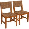 imageCreative CoOp Willowbrook Solid Wood and Natural Woven Seagrass Rope Dining ChairLight Brown Stained