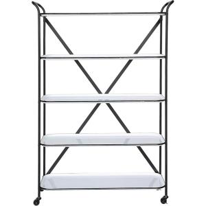 imageCreative CoOp 5Tier 66quot H TrayStyle Enameled Metal Shelving Unit with Locking Caster Wheels
