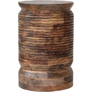 imageCreative CoOp Round Mango Wood Carved Line Stool Table Natural