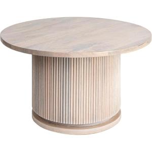 imageCreative CoOp Round Mango Wood Pedestal Coffee Table with Ribbed Base Stained BlackNatural