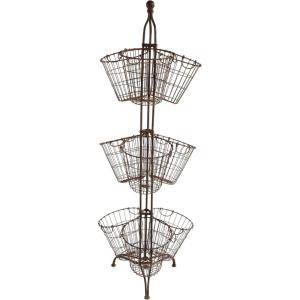 imageCreative CoOp Tall Metal Stand with 9 Wire Basket Rust