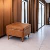 imageCreative CoOp Atley Upholstered Modern Ottoman with Storage and Solid Wood Legs Ash Grey Vegan LeatherCognac Vegan Leather