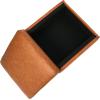 imageCreative CoOp Atley Upholstered Modern Ottoman with Storage and Solid Wood Legs Ash Grey Vegan LeatherCognac Vegan Leather