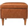 imageCreative CoOp Atley Upholstered Modern Ottoman with Storage and Solid Wood Legs Ash Grey Vegan LeatherCognac Vegan Leather