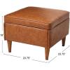 imageCreative CoOp Atley Upholstered Modern Ottoman with Storage and Solid Wood Legs Ash Grey Vegan LeatherCognac Vegan Leather