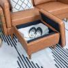 imageCreative CoOp Atley Upholstered Modern Ottoman with Storage and Solid Wood Legs Ash Grey Vegan LeatherCognac Vegan Leather