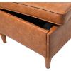 imageCreative CoOp Atley Upholstered Modern Ottoman with Storage and Solid Wood Legs Ash Grey Vegan LeatherCognac Vegan Leather