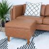 imageCreative CoOp Atley Upholstered Modern Ottoman with Storage and Solid Wood Legs Ash Grey Vegan LeatherCognac Vegan Leather