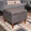 imageCreative CoOp Atley Upholstered Modern Ottoman with Storage and Solid Wood Legs Ash Grey Vegan LeatherGrey
