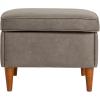 imageCreative CoOp Atley Upholstered Modern Ottoman with Storage and Solid Wood Legs Ash Grey Vegan LeatherGrey