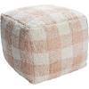 imageCreative CoOp Cotton Tufted Pouf with Plaid Pattern Blush and Cream