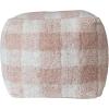 imageCreative CoOp Cotton Tufted Pouf with Plaid Pattern Blush and Cream
