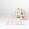 imageCreative CoOp Cotton Tufted Pouf with Plaid Pattern Blush and Cream