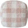 imageCreative CoOp Cotton Tufted Pouf with Plaid Pattern Blush and Cream