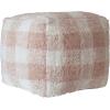 imageCreative CoOp Cotton Tufted Pouf with Plaid Pattern Blush and Cream