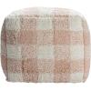 imageCreative CoOp Cotton Tufted Pouf with Plaid Pattern Blush and Cream
