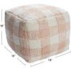 imageCreative CoOp Cotton Tufted Pouf with Plaid Pattern Blush and Cream