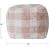 imageCreative CoOp Cotton Tufted Pouf with Plaid Pattern Blush and Cream