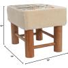 imageCreative CoOp Cotton Upholstered Stool with Floral Embroidery and Pine Wood Legs