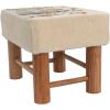 imageCreative CoOp Cotton Upholstered Stool with Floral Embroidery and Pine Wood Legs