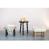 imageCreative CoOp Cotton Upholstered Stool with Floral Embroidery and Pine Wood Legs