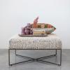 imageCreative CoOp Damask Upholstered Ottoman with Metal Frame Multicolor