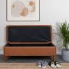 imageCreative CoOp Fabric Upholstered Bench with Storage BrownCognac Vegan Leather