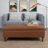 imageCreative CoOp Fabric Upholstered Bench with Storage BrownCognac Vegan Leather