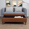 imageCreative CoOp Fabric Upholstered Bench with Storage BrownCognac Vegan Leather