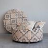 imageCreative CoOp Global Round Woven Jute Kilim Upholstered Storage 6 Pillows Set of 7 Pieces Multicolor Ottoman Natural