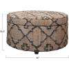 imageCreative CoOp Global Round Woven Jute Kilim Upholstered Storage 6 Pillows Set of 7 Pieces Multicolor Ottoman Natural