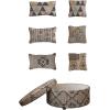 imageCreative CoOp Global Round Woven Jute Kilim Upholstered Storage 6 Pillows Set of 7 Pieces Multicolor Ottoman Natural