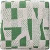 imageCreative CoOp Mango Wood and Cotton Jacquard Upholstered StoolOttoman with Geometric Pattern Green and Cream