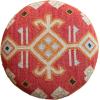 imageCreative CoOp Round Cotton and Wool Kilim Stool with Wood Legs Natural and Orange