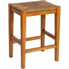 imageCreative CoOp Willowbrook Solid Wood and Natural Woven Seagrass Rope Counter Height Stool Honey Walnut FinishHoney Walnut Finish