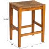 imageCreative CoOp Willowbrook Solid Wood and Natural Woven Seagrass Rope Counter Height Stool Honey Walnut FinishHoney Walnut Finish