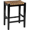 imageCreative CoOp Willowbrook Solid Wood and Natural Woven Seagrass Rope Counter Height Stool Honey Walnut FinishMahogany Black Finish