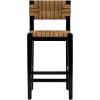 imageCreative CoOp Willowbrook Solid Wood and Natural Woven Seagrass Rope Counter Height Stool Honey Walnut FinishMahogany Black Finish