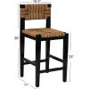 imageCreative CoOp Willowbrook Solid Wood and Natural Woven Seagrass Rope Counter Height Stool Honey Walnut FinishMahogany Black Finish