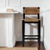 imageCreative CoOp Willowbrook Solid Wood and Natural Woven Seagrass Rope Counter Height Stool Honey Walnut FinishMahogany Black Finish