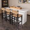 imageCreative CoOp Willowbrook Solid Wood and Natural Woven Seagrass Rope Counter Height Stool Honey Walnut FinishMahogany Black Finish